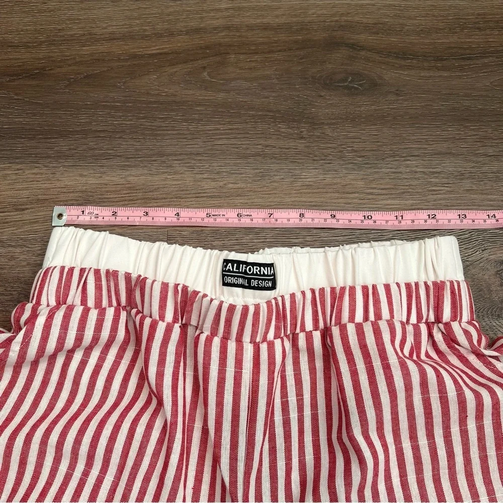 Striped Red and White Linen Pants California Original Design Small - Picture 5 of 6